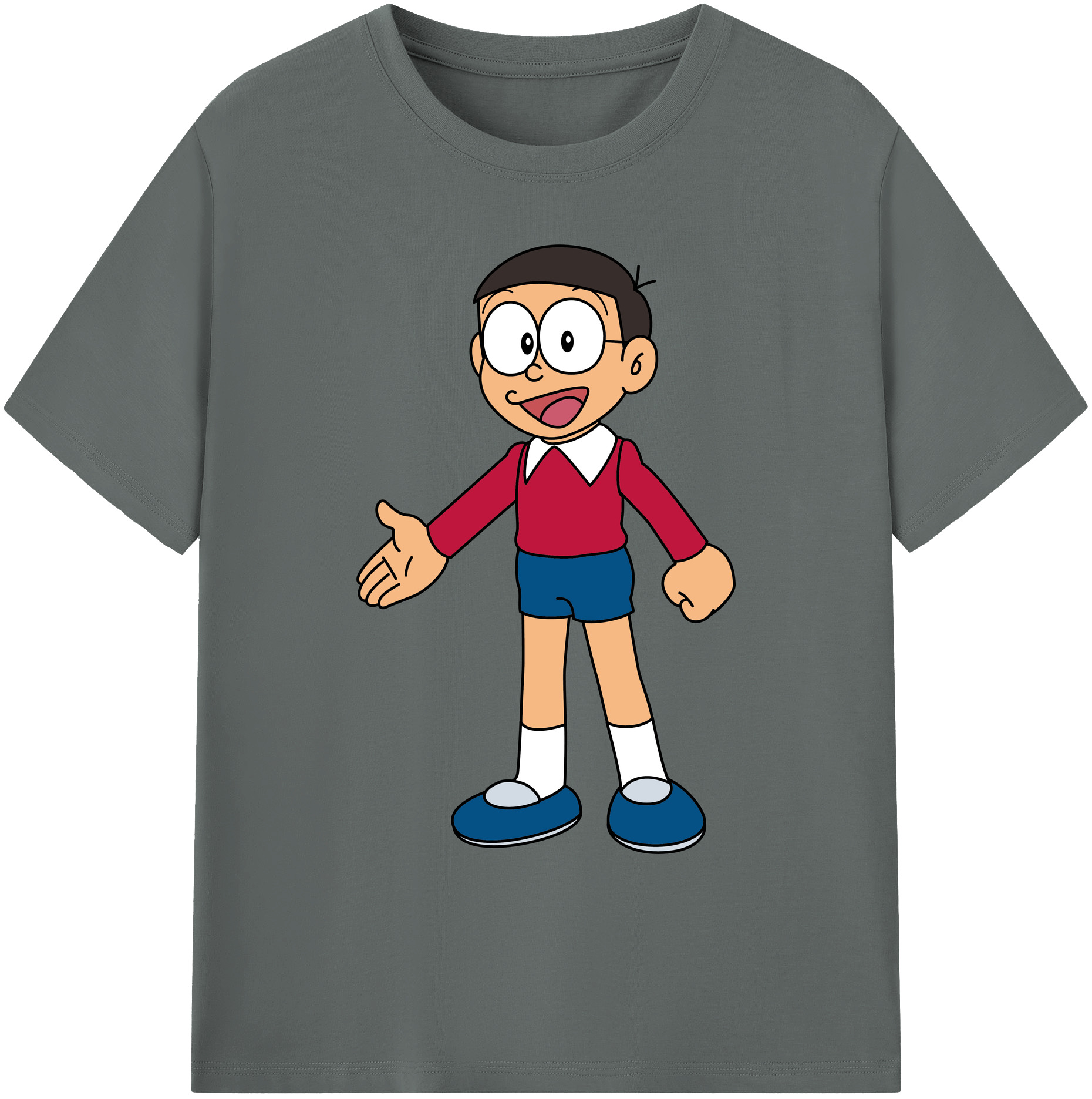 （画像用） ドラえもん 野比 のび太 Doraemon Nobita Nobi 綿100％ メンズ半袖Tシャツ｜肌触りやわらか＆通気性
